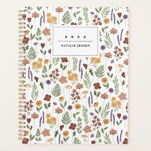 Wilde bloem geïllustreerd Aangepaste Planner (Voorkant)