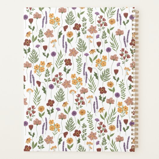Wilde bloem geïllustreerd Aangepaste Planner (Achterkant)
