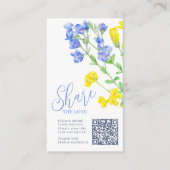 Wilde bloem gele blauwe foto met QR-deling Informatiekaartje (Voorkant)