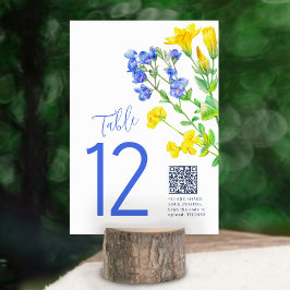 Wilde bloem gele blauwe foto met QR-deling Kaart