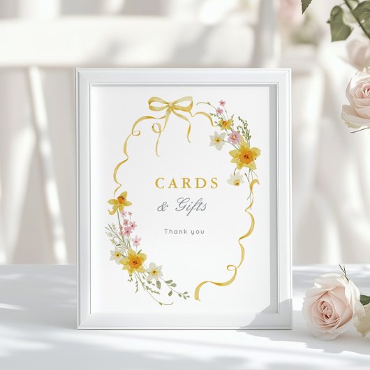 Wilde bloem gele Boog Frame Kaarten en cadeaus Poster