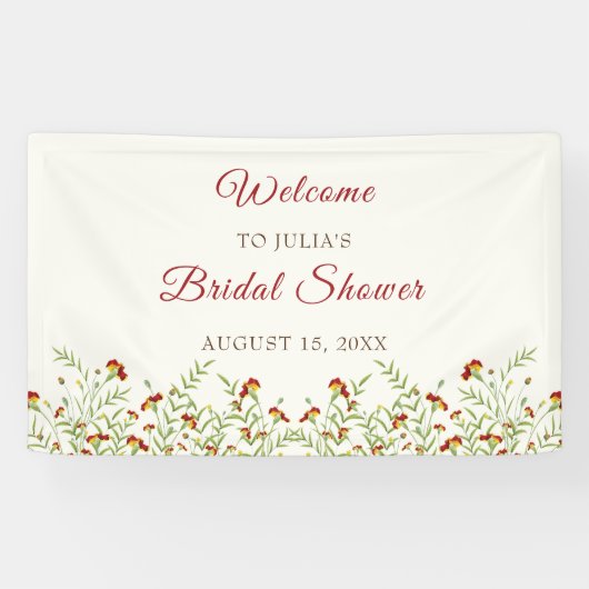 Wilde Bloem Gele Marigold Gebladerte Bruidsdouche Spandoek (Horizontaal)
