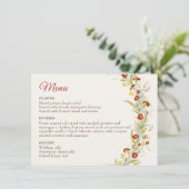 Wilde Bloem Gele Marigold Gebladerte Huwelijk Menu (Staand voorkant)