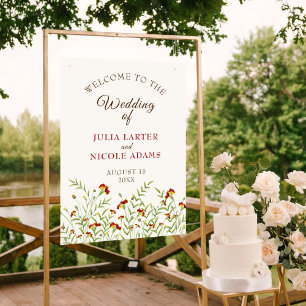 Wilde Bloem Gele Marigold Gebladerte Huwelijk Poster