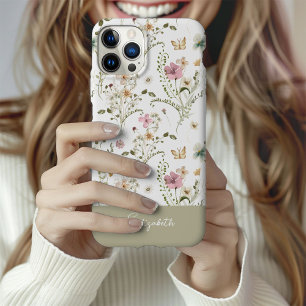 Wilde Bloem Gepersonaliseerde Naam iPhone 16 Pro Hoesje