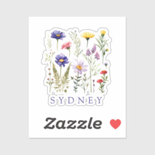 Wilde bloem gepersonaliseerde naam Sticker