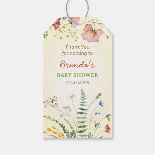 Wilde bloem Geslacht Neutraal Baby shower Fles Fav Cadeaulabel (Achterkant)