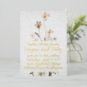 Wilde bloem Gold Foil Calligrafie Fine Art Style Folie Uitnodiging (Staand Voorkant)