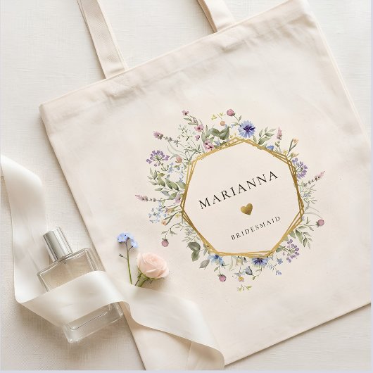 Wilde bloem Gouden Bruidsmeisje Tote Bag