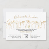 Wilde bloem Goudschetsen Bridesmaids Luncheon Kaart (Voorkant)