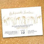 Wilde bloem Goudschetsen Bridesmaids Luncheon Kaart<br><div class="desc">Bridesmaids Luncheon wilde bloemuitnodiging met gouden wildbloemgrens. Eenvoudig en delicaat,  dit florale botanische ontwerp heeft gouden bloemen,  geschetst in gelede lijnkunst. Bridesmaids Luncheon wordt geletterd in feminine script typografie en de sjabloon is klaar om je te personaliseren. Blader naar mijn Wilde-bloemketch-collectie voor overeenkomende objecten.</div>