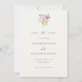 Wilde bloem Grace Moderne waterverf Foto Bruiloft Save The Date (Voorkant)