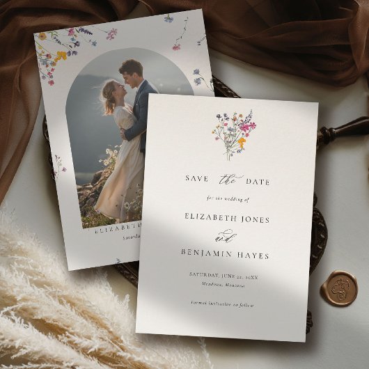 Wilde bloem Grace Moderne waterverf Foto Bruiloft Save The Date