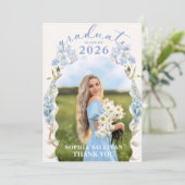 Wilde Bloem Graduatie Feest Bedankkaart (Staand voorkant)