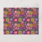 Wilde bloem Gray Floral Pattern Briefkaart (Voorkant)