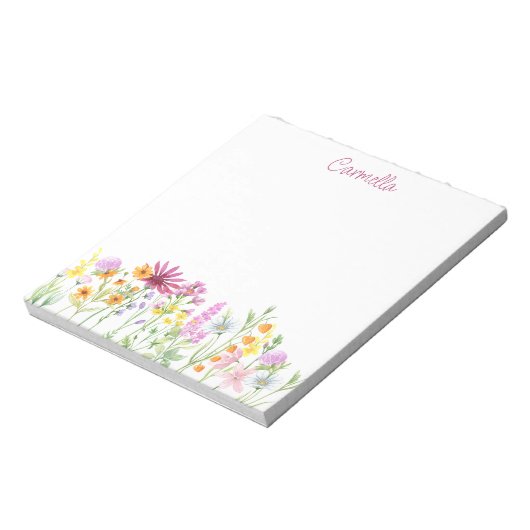 Wilde bloem Grens  Gepersonaliseerd Notitieblok (Linkerzijde)