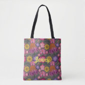 Wilde bloem Grijze Floral Aangepaste Canvas tas (Voorkant)