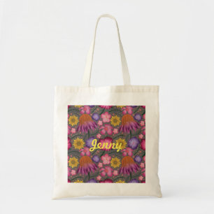 Wilde bloem Grijze Floral Gepersonaliseerd Tote Bag