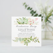 Wilde bloem groen blad Afstudeerfeest Kaart (Staand voorkant)