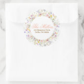 Wilde bloem groen retouradres ronde sticker (Tas)