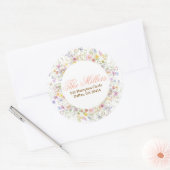Wilde bloem groen retouradres ronde sticker (Envelop)