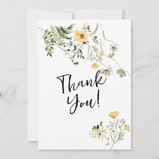 Wilde bloem groene bruiloft bedankt kaart (Voorkant)