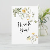 Wilde bloem groene bruiloft bedankt kaart (Staand voorkant)