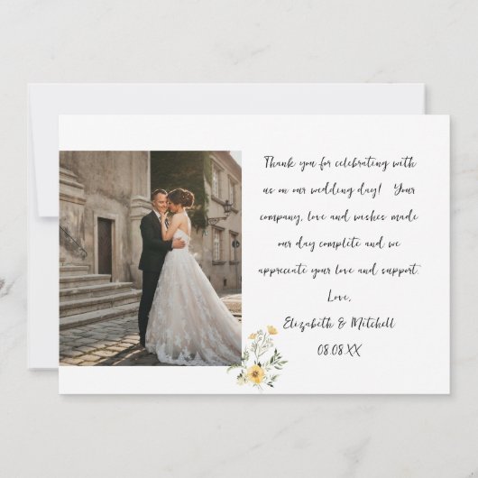 Wilde bloem groene bruiloft bedankt kaart (Achterkant)