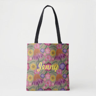 Wilde bloem Groene Floral Aangepaste Canvas tas