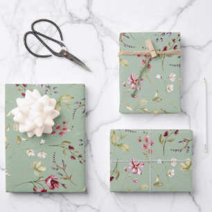 Wilde bloem Groene Floral Inpakpapier Vel