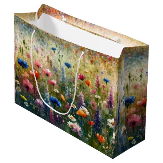 Wilde bloem Grote Gift Bag Groot Cadeauzakje (Voorkant Gekanteld)