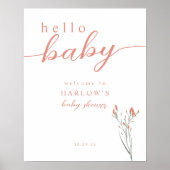 Wilde bloem Hallo Baby Welkomstteken Poster (Voorkant)