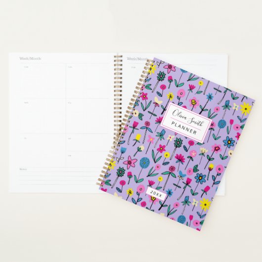 Wilde bloem handgetekende bloemenweide planner (Display)