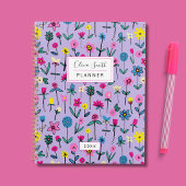 Wilde bloem handgetekende bloemenweide planner