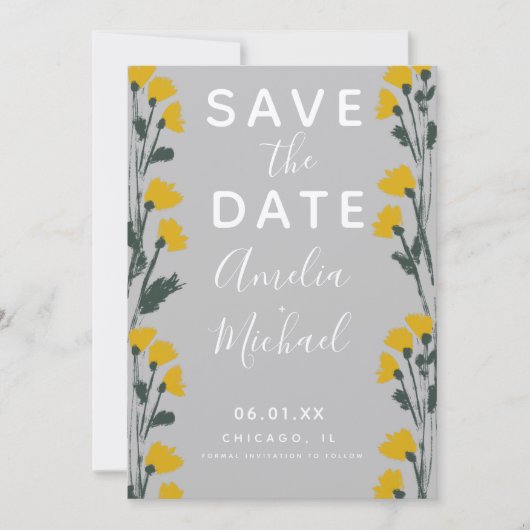 Wilde Bloem Handgetekende Botanische Save the Date (Voorkant)