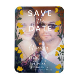 Wilde Bloem Handgetekende Botanische Save the Date Magneet