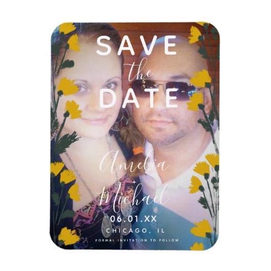 Wilde Bloem Handgetekende Botanische Save the Date Magneet (Verticaal)