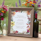 Wilde bloem Handtekening cocktail Menu Poster