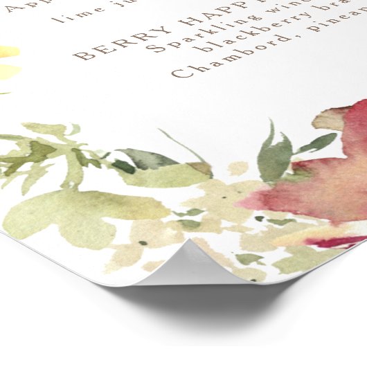 Wilde bloem Handtekening cocktail Menu Poster (Hoek)