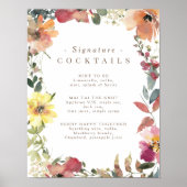 Wilde bloem Handtekening cocktail Menu Poster (Voorkant)