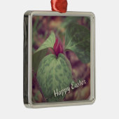 Wilde bloem Happy Pasen Metalen Ornament (Rechts)
