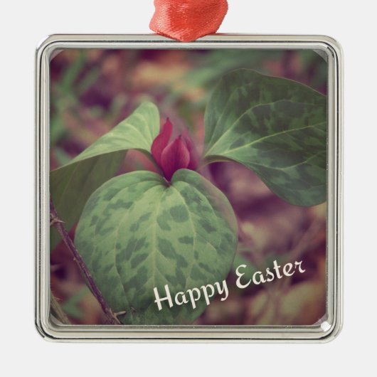 Wilde bloem Happy Pasen Metalen Ornament (Voorkant)
