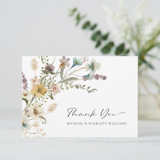 Wilde bloem Hartelijk dank Bedankkaart (Staand voorkant)