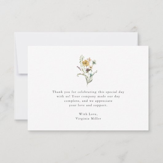 Wilde bloem Hartelijk dank Bedankkaart (Achterkant)
