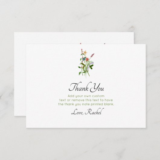 Wilde bloem Hartelijk dank Bedankkaart (Voorkant / Achterkant)