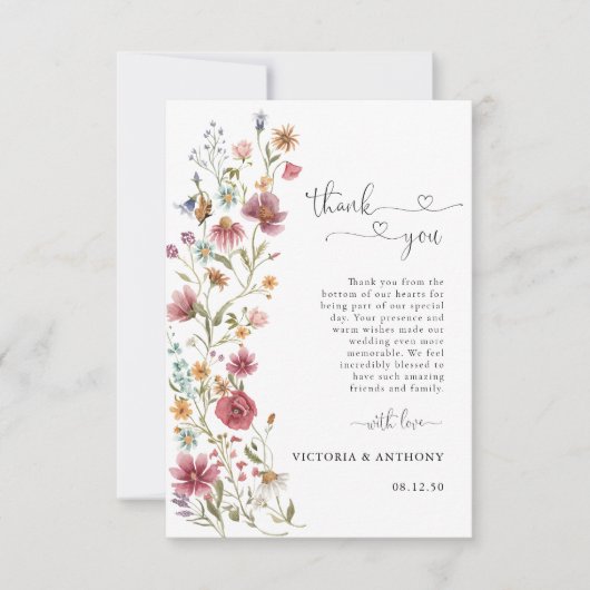 Wilde bloem Hartelijk dank Bedankkaart (Voorkant)