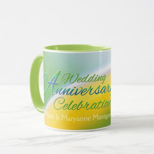 Wilde bloem Harten 20e bruiloft Jubileum Partij Mok (Voorkant links)