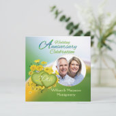 Wilde bloem Harten 20e Jubileum Foto van partij Kaart (Staand voorkant)