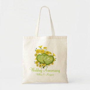 Wilde bloem Harten 30e bruiloft Jubileum Partij Tote Bag