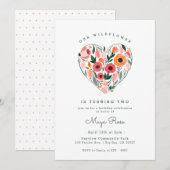 Wilde bloem Heart Birthday Kaart (Voorkant / Achterkant)